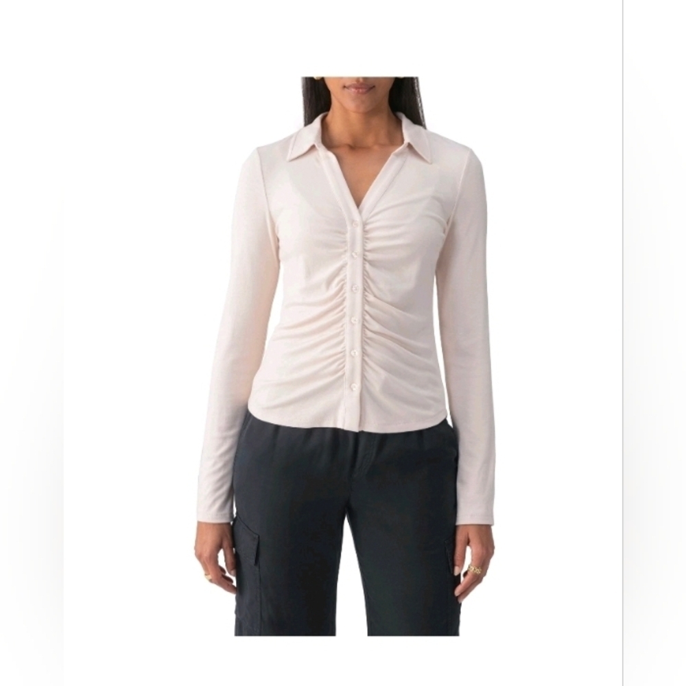 Social Standard By Sanctuary Women's Ruched Button-up Top Size